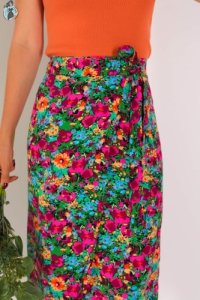 ETK-02266 Pembe Çiçek Desenli Anvelop Etek