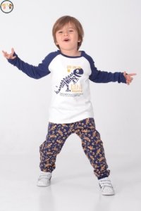 Erkek Çocuk Lacivert Renkli Baskılı Pijama Takımı